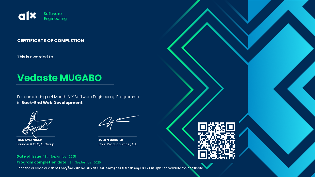 Back-End Web Development Certificate